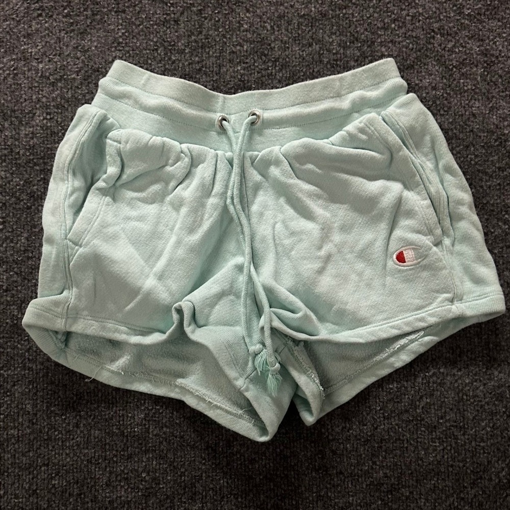 Champion Shorts Womens Size Small Light Blue Reverse Weave Sweat Athletic Casual